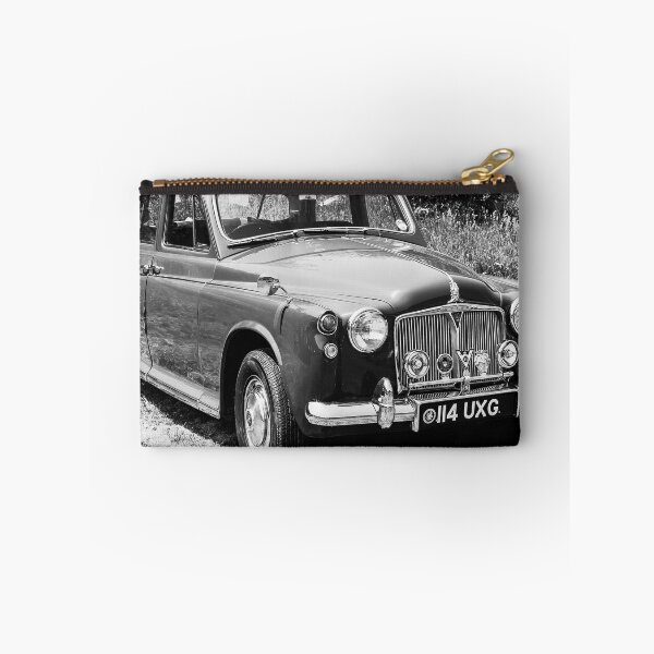 Item preview, A black and white image of a 1960's Rover 80 on display at a car show designed and sold by Graham Cornall.