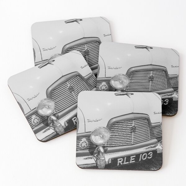 Item preview, A black and white image of the front of a 1950's Ford Zephyr Zodiac on display at a car show designed and sold by Graham Cornall.