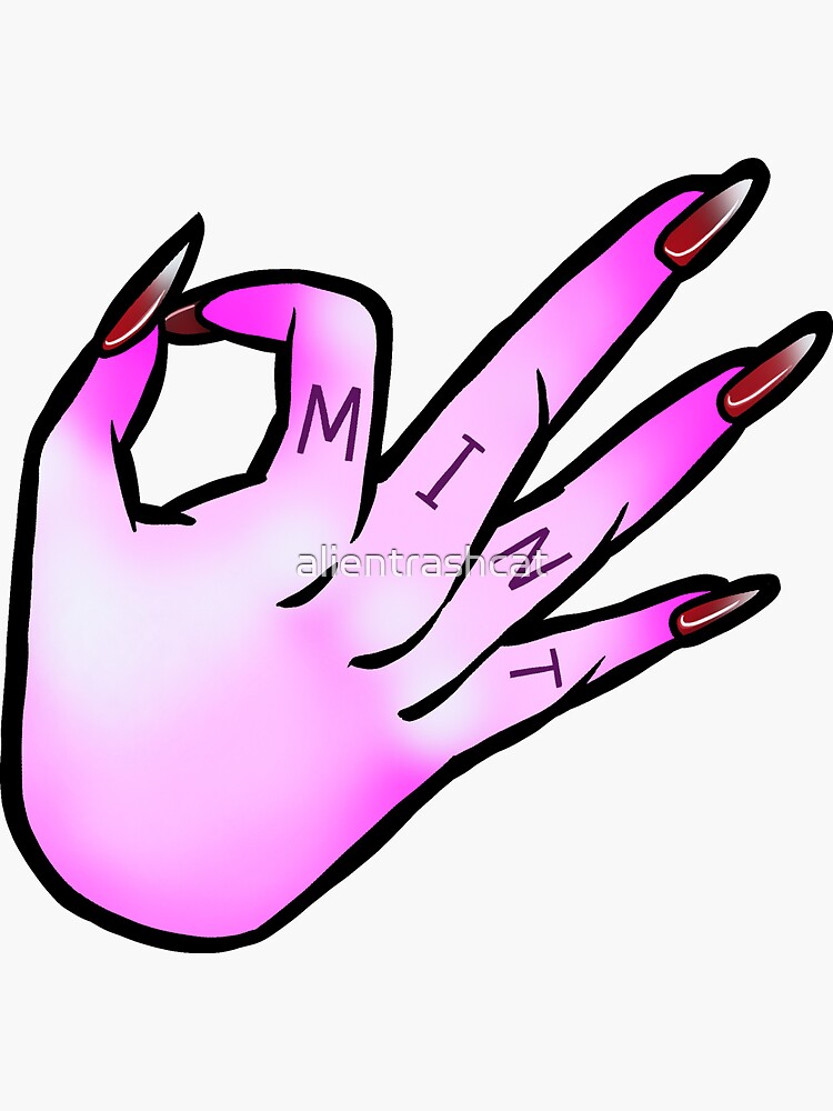 "Mint Tattoo Alien Hand Emoji" Sticker for Sale by alientrashcat