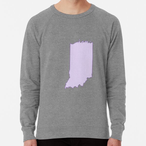 Indiana Home State Outline Purple Lightweight Sweatshirt