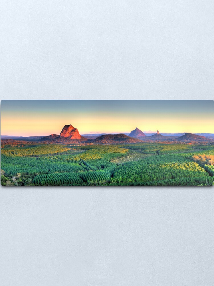 "Glasshouse Mountain Panoramic" Metal Print for Sale by AdamNoosa