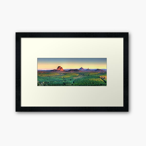 Glasshouse Mountain Panoramic Framed Art Print