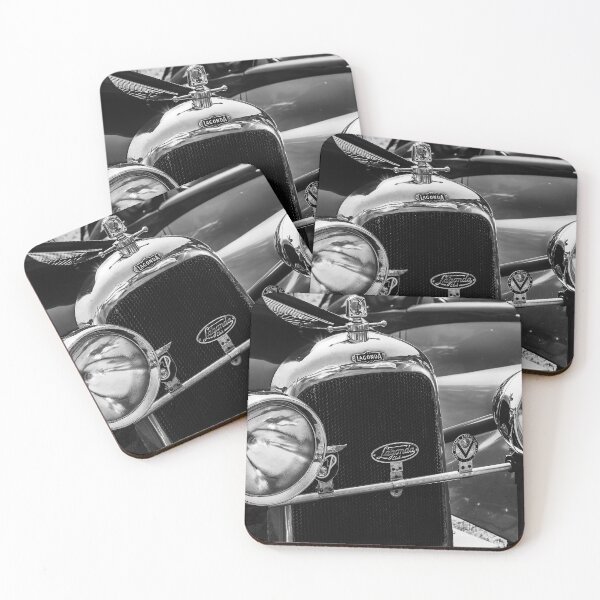 Item preview, A black and white image of the front of a 1950's Lagonda 14/60 Tourer on display at a car show designed and sold by Graham Cornall.