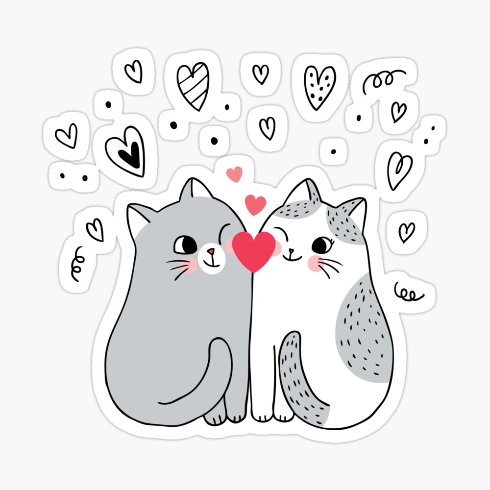 Cute Valentine Couple Cats With Heart" Photographic Print for Sale by shop4fun