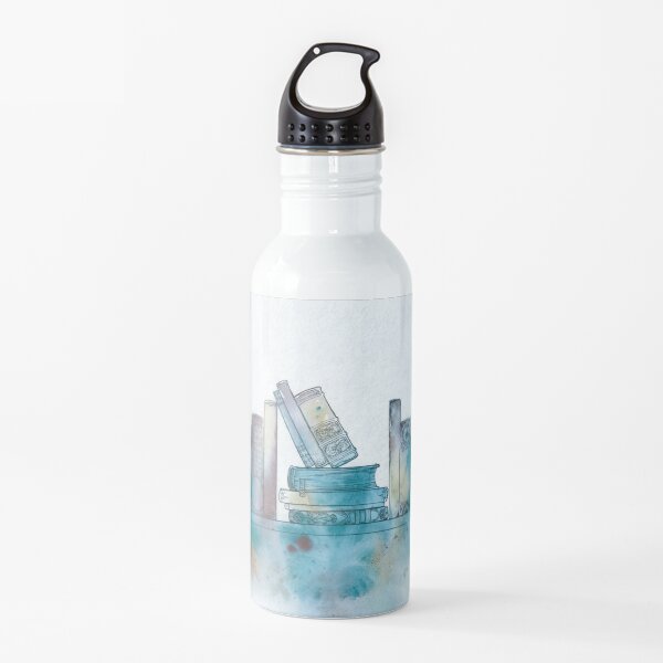Bücherregal Aquarell Blau Trinkflasche