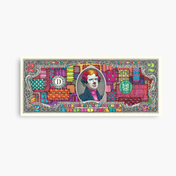 Funny Money Two Dollars Thomas Jefferson Canvas Print