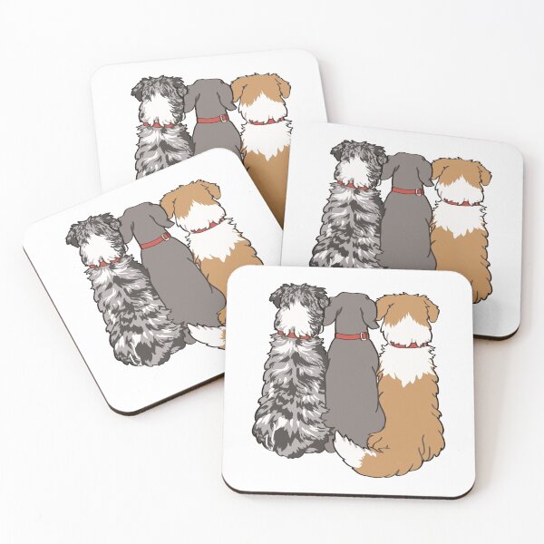 Item preview, Copy of Dogs waiting for their humans to come home - Weimaraner , Red merle , Aussie Red Bicolor Australian Shepherd designed and sold by Ivy Fox Illustration.