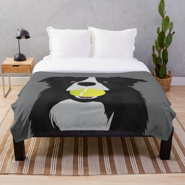 Border Collie with a Tennis Ball Throw Blanket