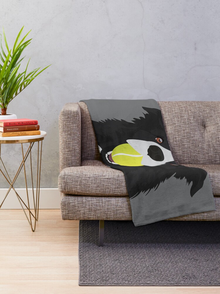 Alternate view of Border Collie with a Tennis Ball Throw Blanket