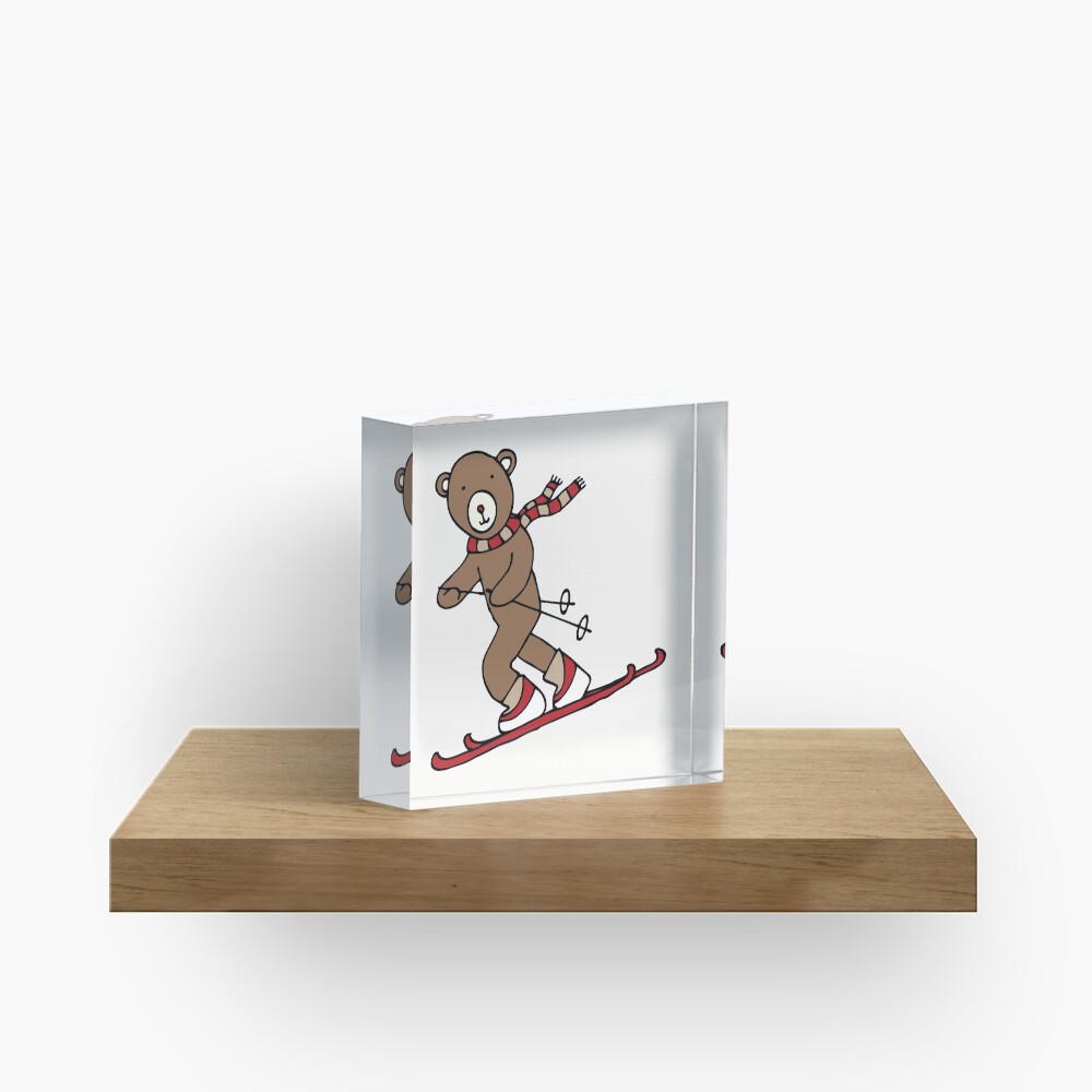 Skiing Bear - A happy chap by Cecca Designs Acrylic Block