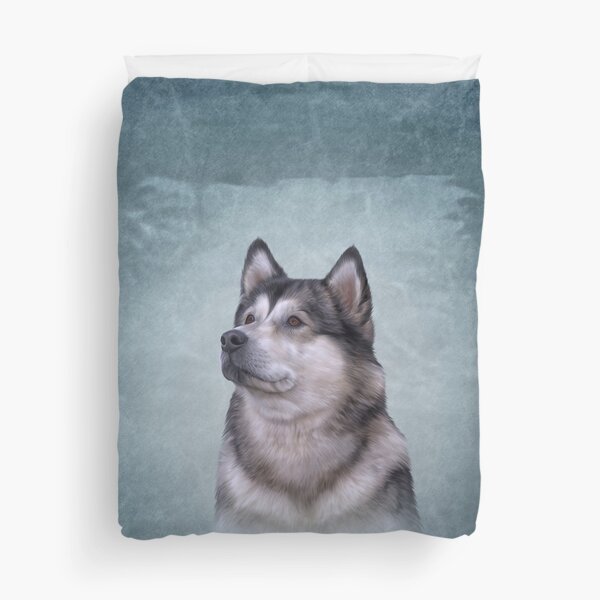 Drawing Dog Alaskan Malamute Duvet Cover