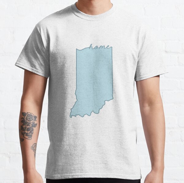 Indiana Home State Outline Blue Classic T-Shirt