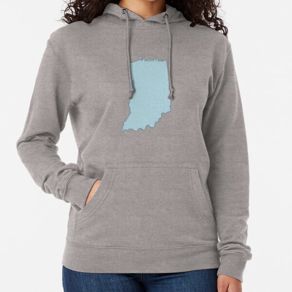 Indiana Home State Outline Blue Lightweight Hoodie