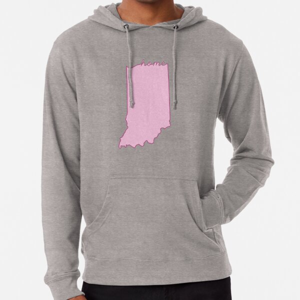 Indiana Home State Outline Pink Lightweight Hoodie