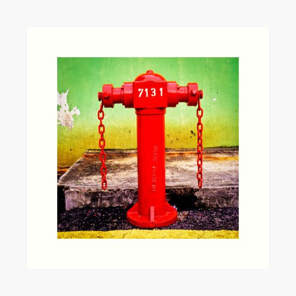 Red fire hydrant in Singapore Art Print