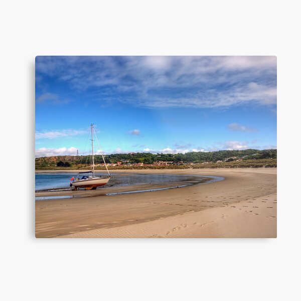 Tide out at Braye Beach - Alderney Metal Print