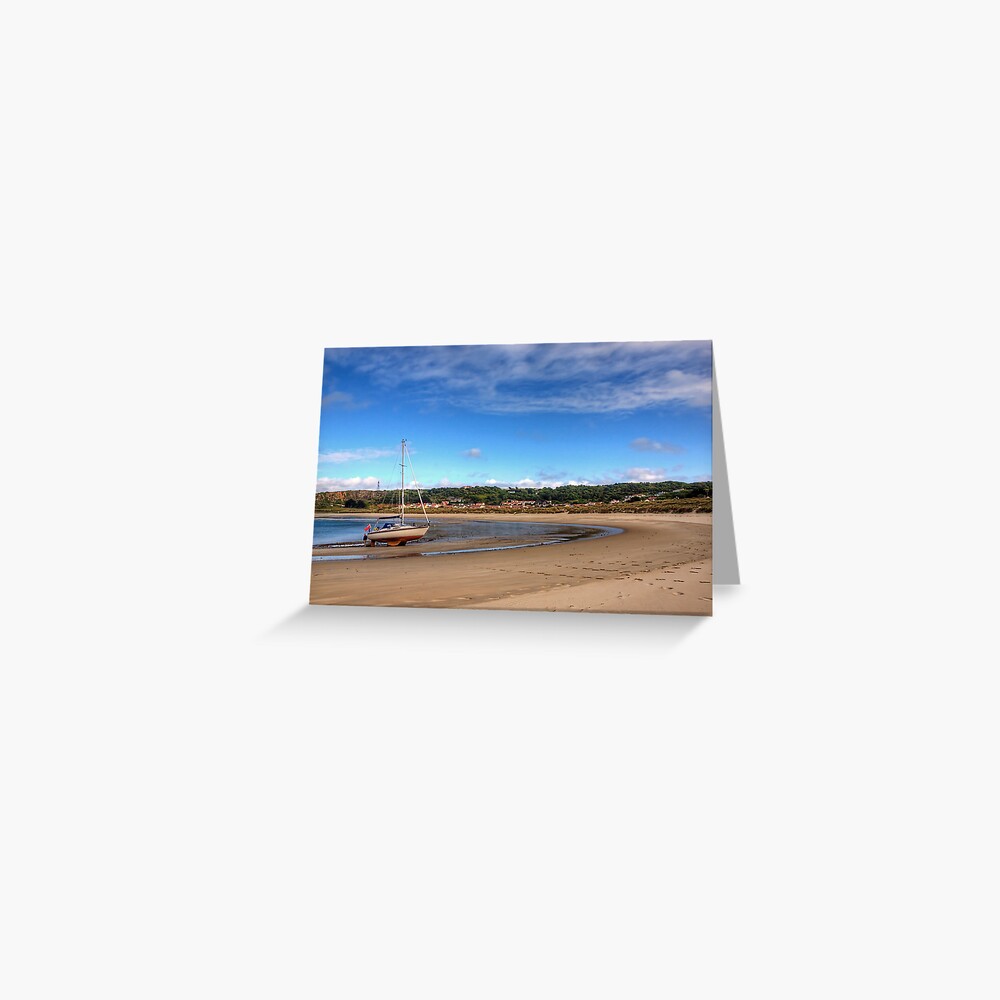 Tide out at Braye Beach - Alderney Greeting Card