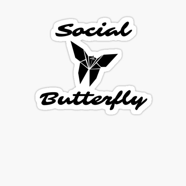 Social Butterfly, Origami Butterfly Design Sticker