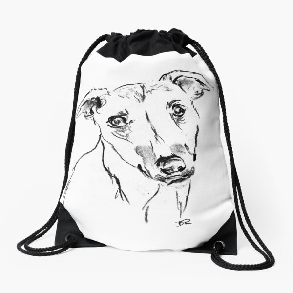 Whippet Drawing Drawstring Bag