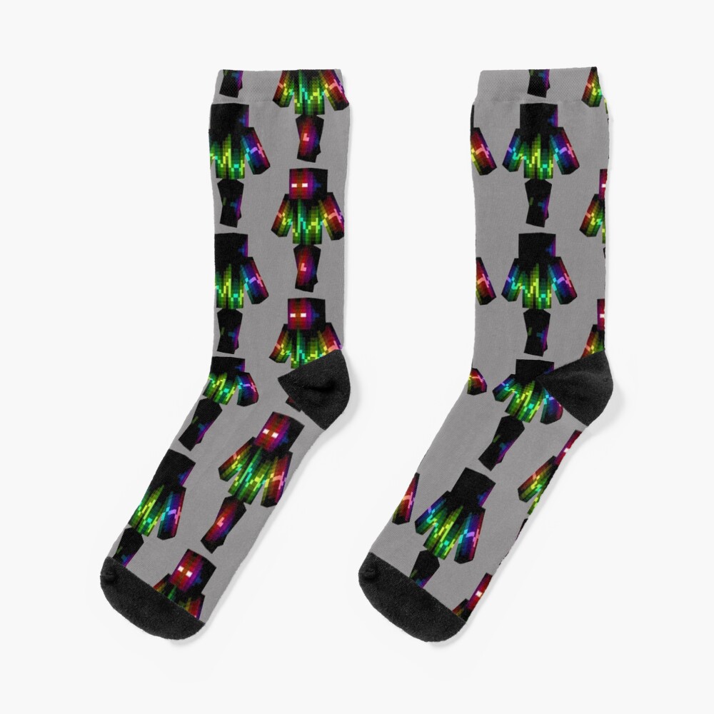"Minecraft Rainbow Skin ShapesMadness" Socks for Sale by Shapesmadness