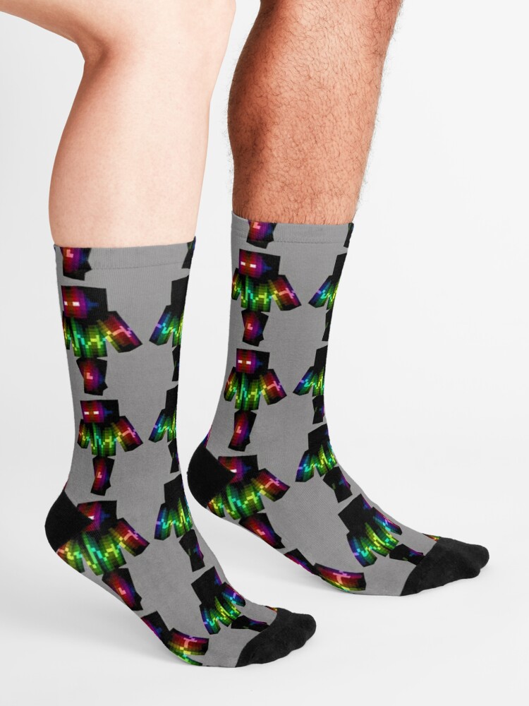 "Minecraft Rainbow Skin ShapesMadness" Socks by Shapesmadness Redbubble