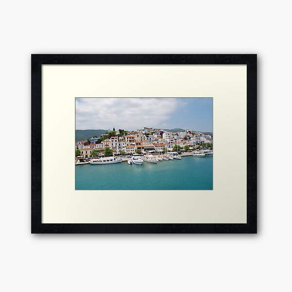 Skiathos Town harbour, Greece Framed Art Print