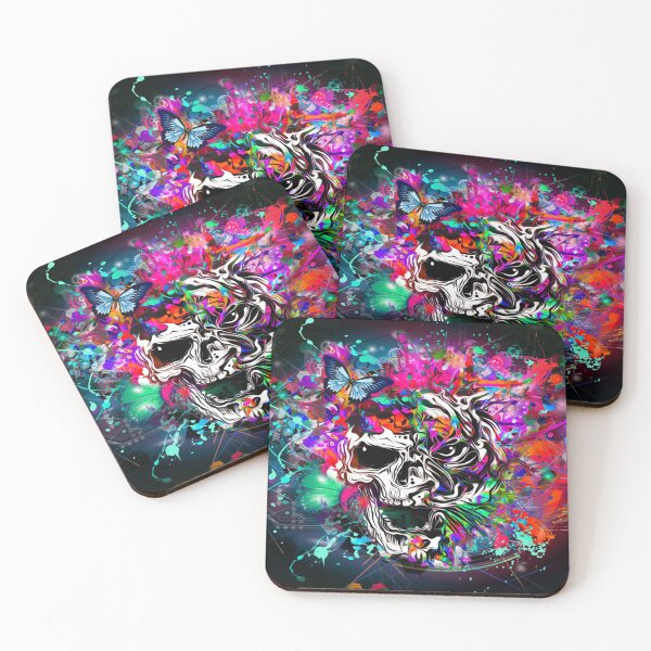 Item preview, Skull and tiger on colored background designed and sold by leen12 Art Designs Prints.