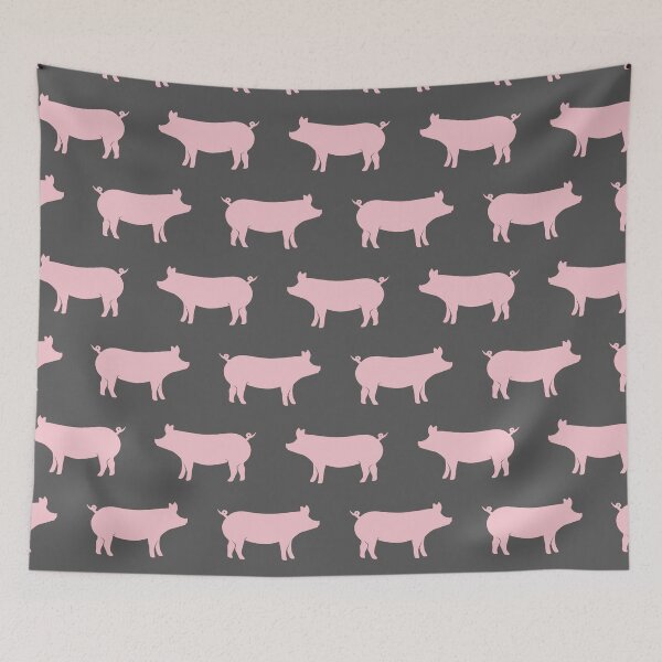 Item preview, Pigs - piggies - pink on grey designed and sold by littlearrow.