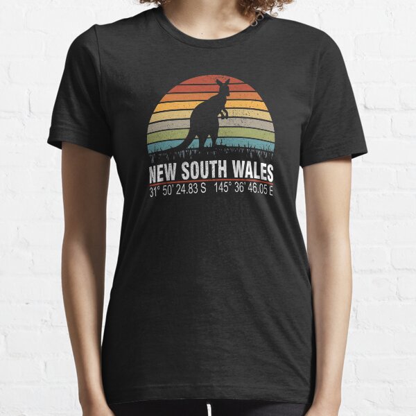 New South Wales Australia Classic Distressed Retro Sun Kangaroo with GPS Coordinates Essential T-Shirt