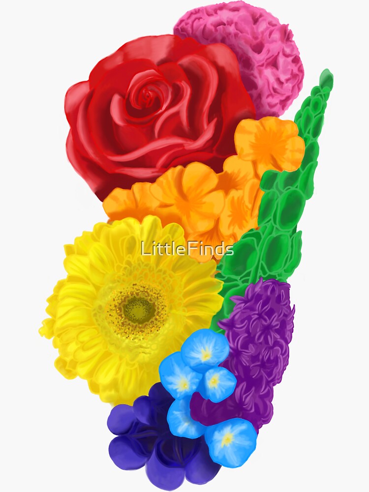 "subtle gay pride flowers" Sticker for Sale by LittleFinds Redbubble