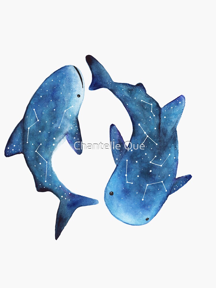 Thumbnail 3 of 3, Sticker, Starry Whale Sharks designed and sold by ChantelleQueArt.