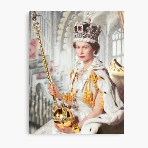 Queen Elizabeth Kronjuwelen Metallbild
