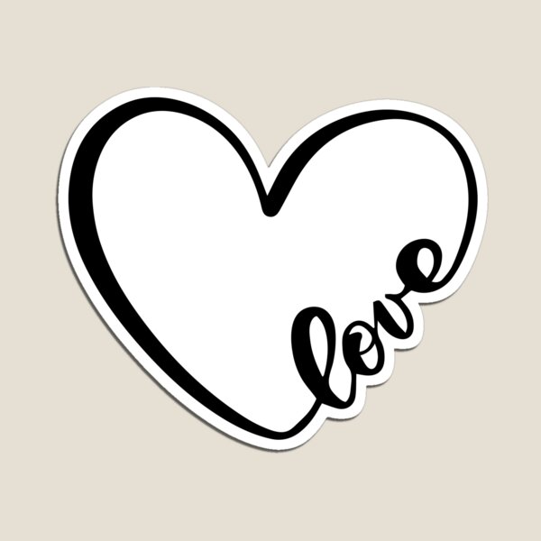 Heart Shaped Love Text Art Love Cursive Heart Design Black Text Magnet for  Sale by mashmosh