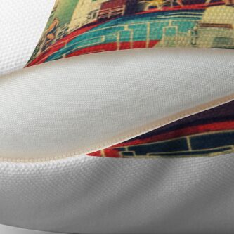 Alternate view of Mid century modern canvas 1950s motel pool photograph Floor Pillow
