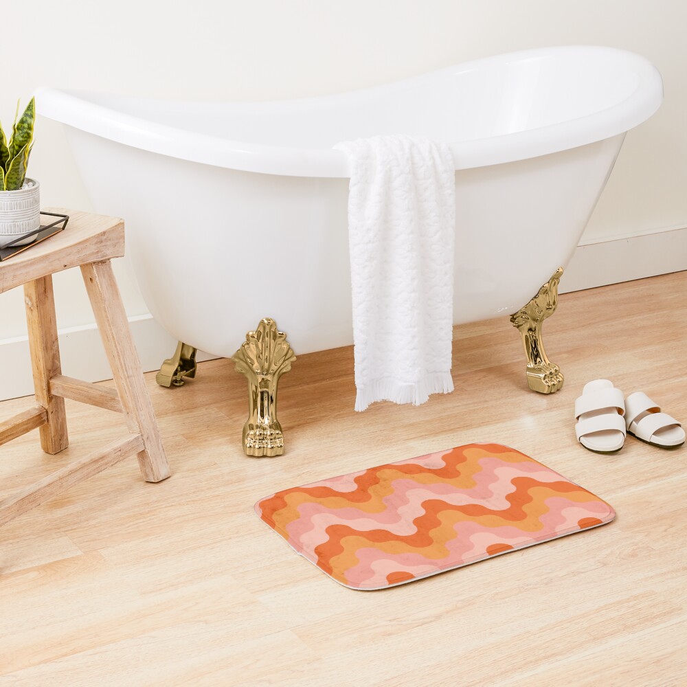 Colored zigzags (pink and orange) Bath Mat