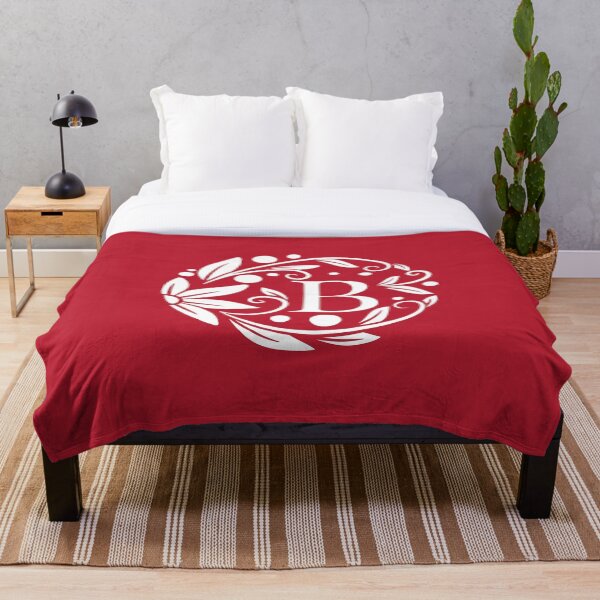 Item preview, Personalized red and white monogram with initial letter B. Luxury leaves pattern. Floral frame. Collection #1. designed and sold by Annartlab.