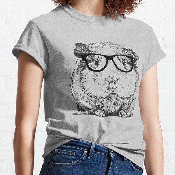 Hipster Guinea Pig Animal Line Drawing Classic T-Shirt