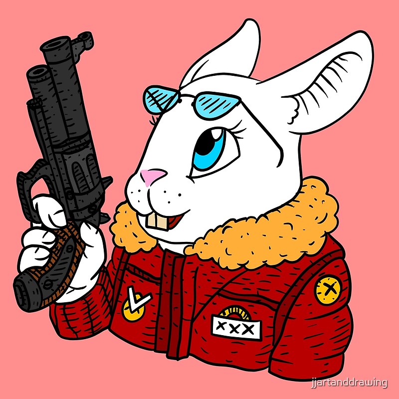 "cute rabbit. bunny with a gun." by JJ ADX Redbubble