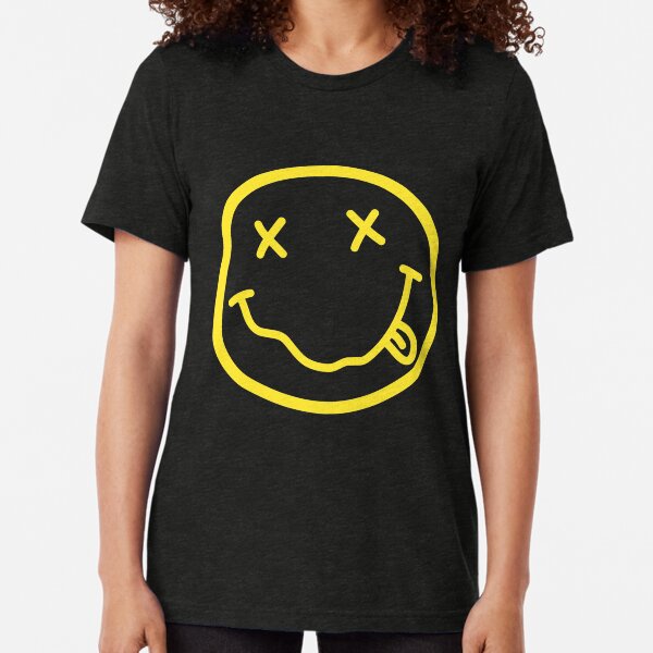 Nirvana style smiley face yellow Slim Fit T-Shirt Tri-blend T-Shirt