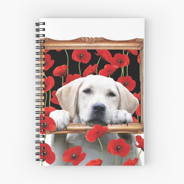 Item preview, Golden retriever in baroque picture frame with poppies designed and sold by Move-Art.