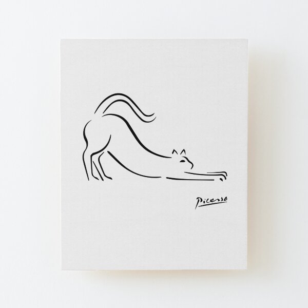 Chemise d'illustration de chat Pablo Picasso, reproduction de croquis de chaton Impression montée sur bois