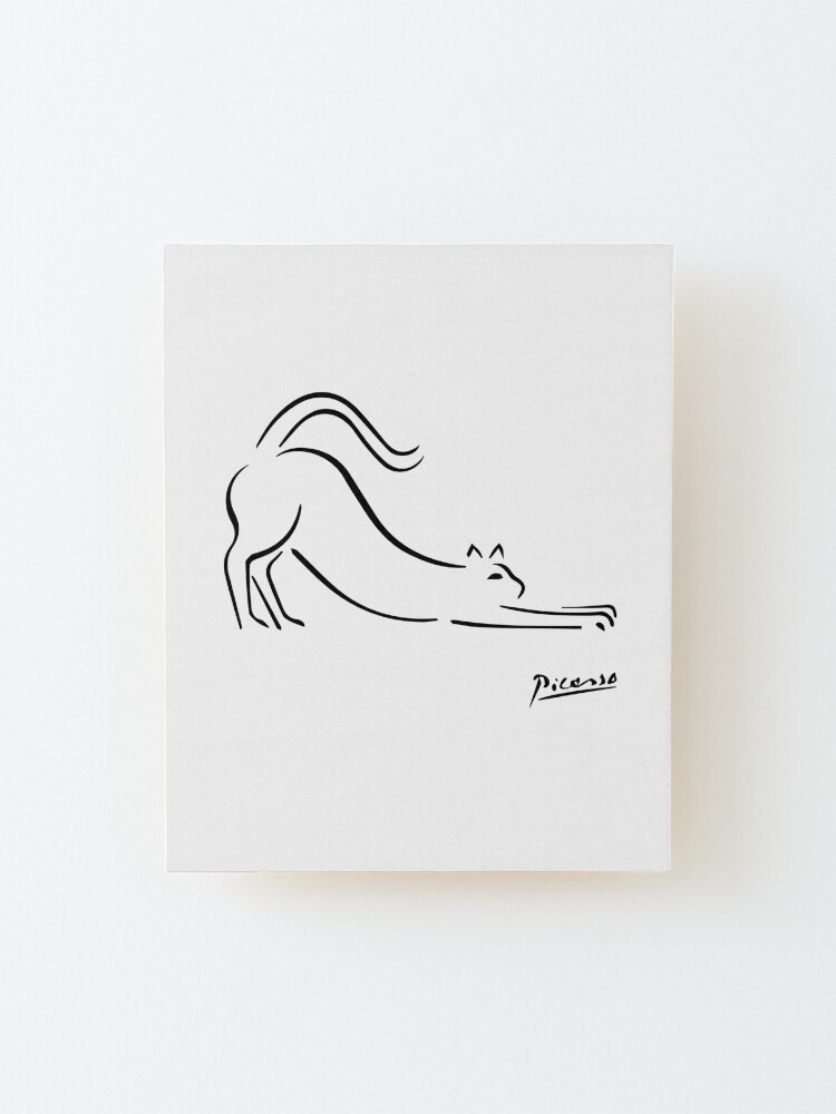 Alternate view of Pablo Picasso Cat Artwork Shirt, Kitten Sketch Reproduction Mounted Print