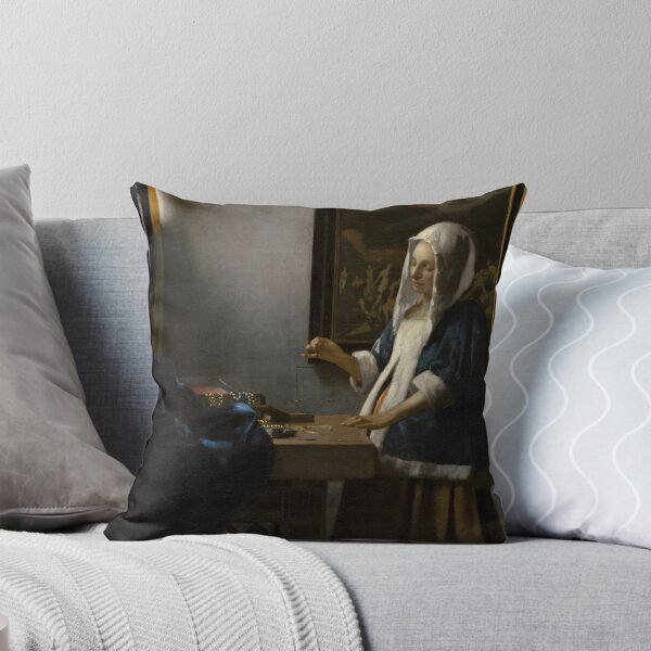 Item preview, woman holding a balance Johannes Jan Vermeer 1664 designed and sold by conceptDVS.