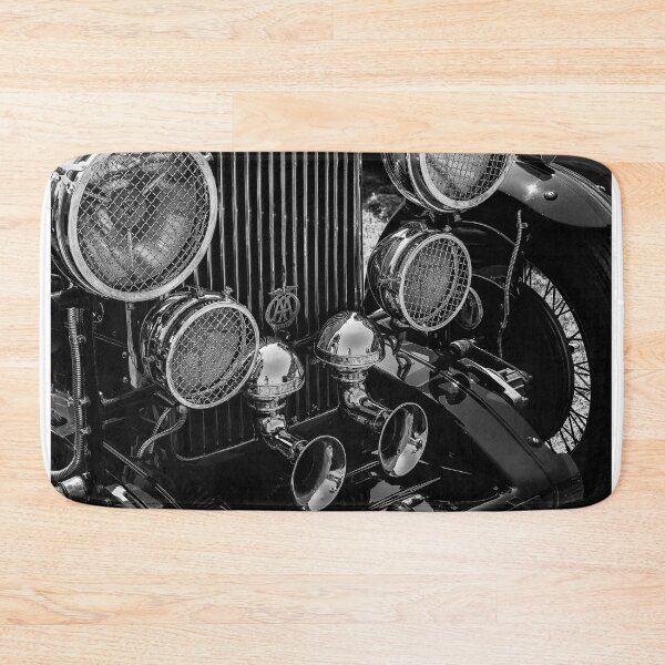 Item preview, A black and white image of a 1940s Alvis roadster on display at a car show designed and sold by Graham Cornall.