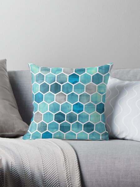 Item preview, Blue Ink - Watercolor hexagon pattern designed and sold by micklyn.