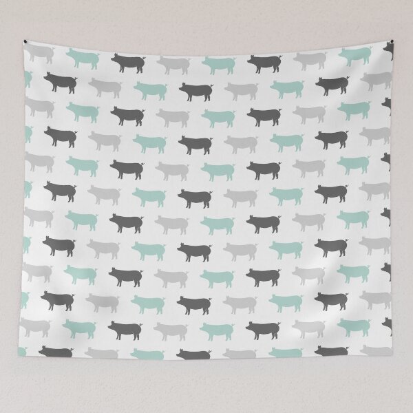Item preview, Pigs - Piggie - mint & grey designed and sold by littlearrow.