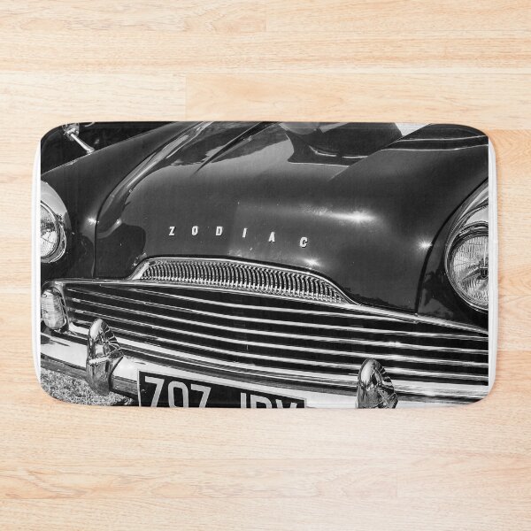 Item preview, A black and white image of a 1961 Ford Zodiac on display at a car show designed and sold by Graham Cornall.