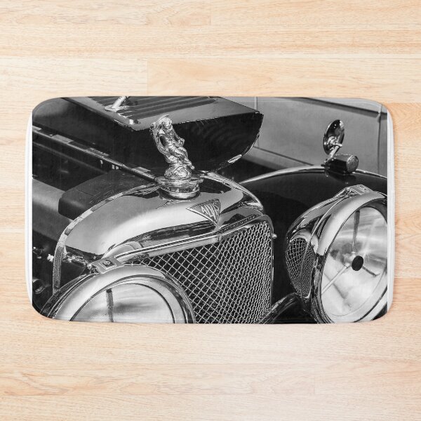 Item preview, A black and white image of the front of a green 1940s Alvis roadster on display at a car show designed and sold by Graham Cornall.