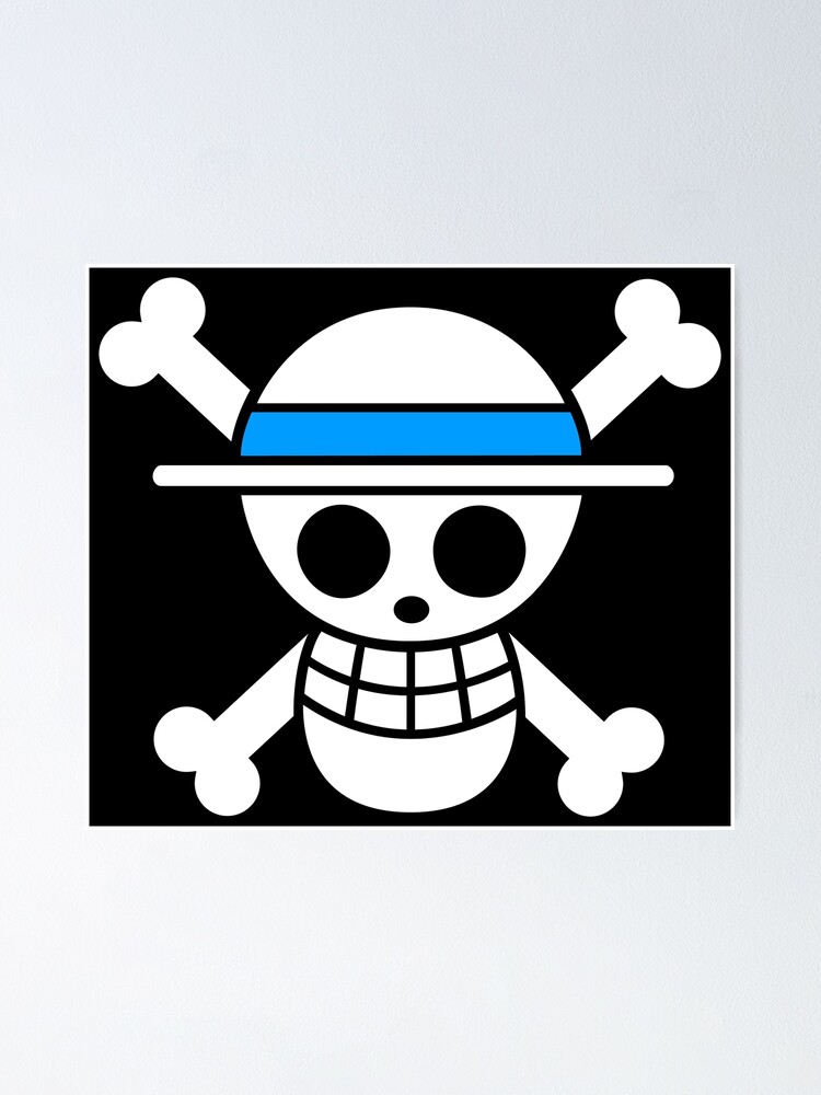 One Piece Logo Blue Banner Poster By Zevic Redbubble