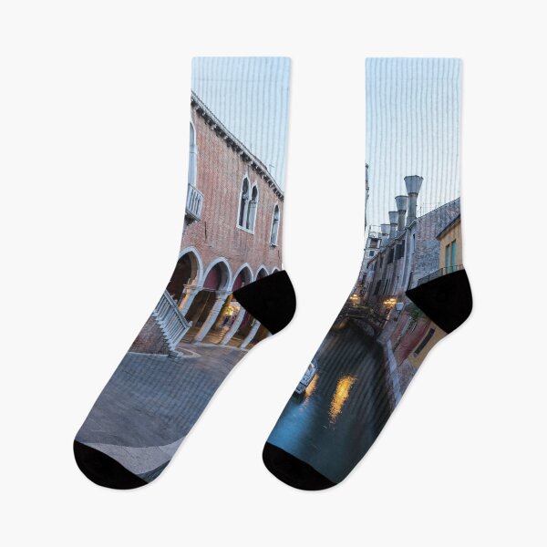 Item preview, Slow Dusk in Venice Italy - Rialto Fish Market Canal Loading Dock designed and sold by Georgia Mizuleva.